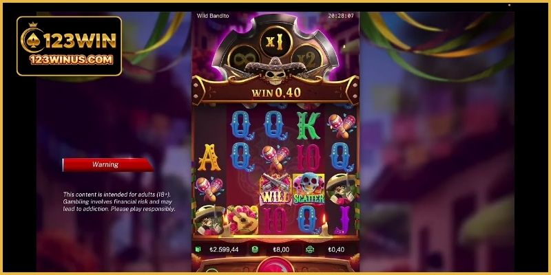 Wild Bandito Slot Chủ Đề Cao Bồi Mexico Tại 123WIN Người chơi điều chỉnh mức cược phù hợp trước khi quay SLot Bandito