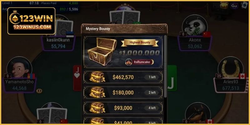 Người chơi tham gia giải Poker Mystery Bounty trên nhà cái cá cược